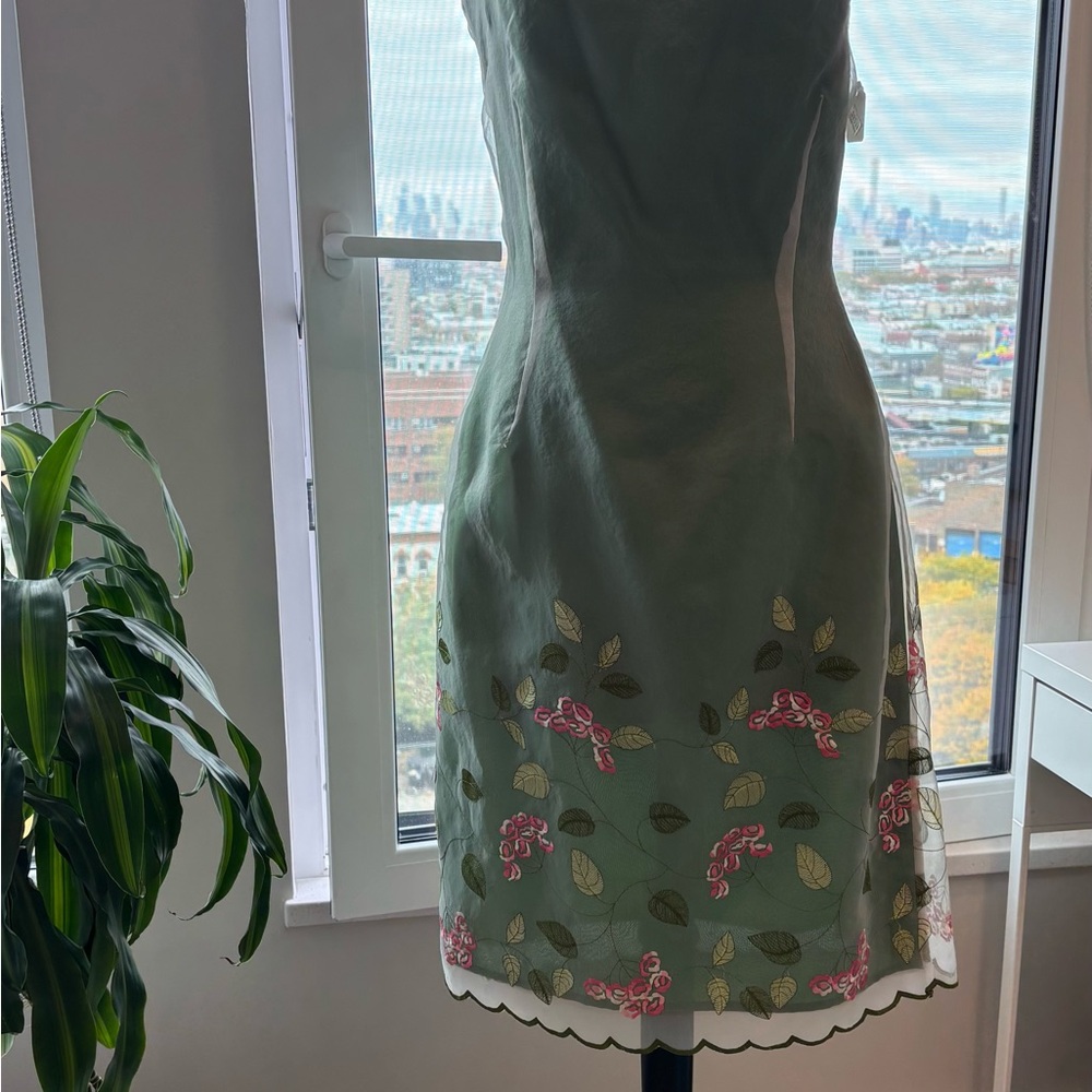 Chic Olive Green Floral Midi Dress